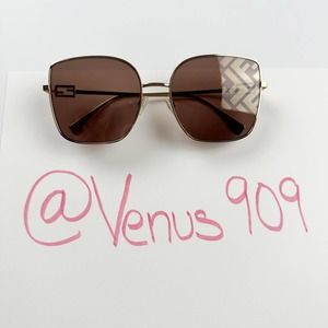 Fendi Butterfly Sunglasses FE40013U-5930G Gold Frame Brown Lens FF Baguette logo